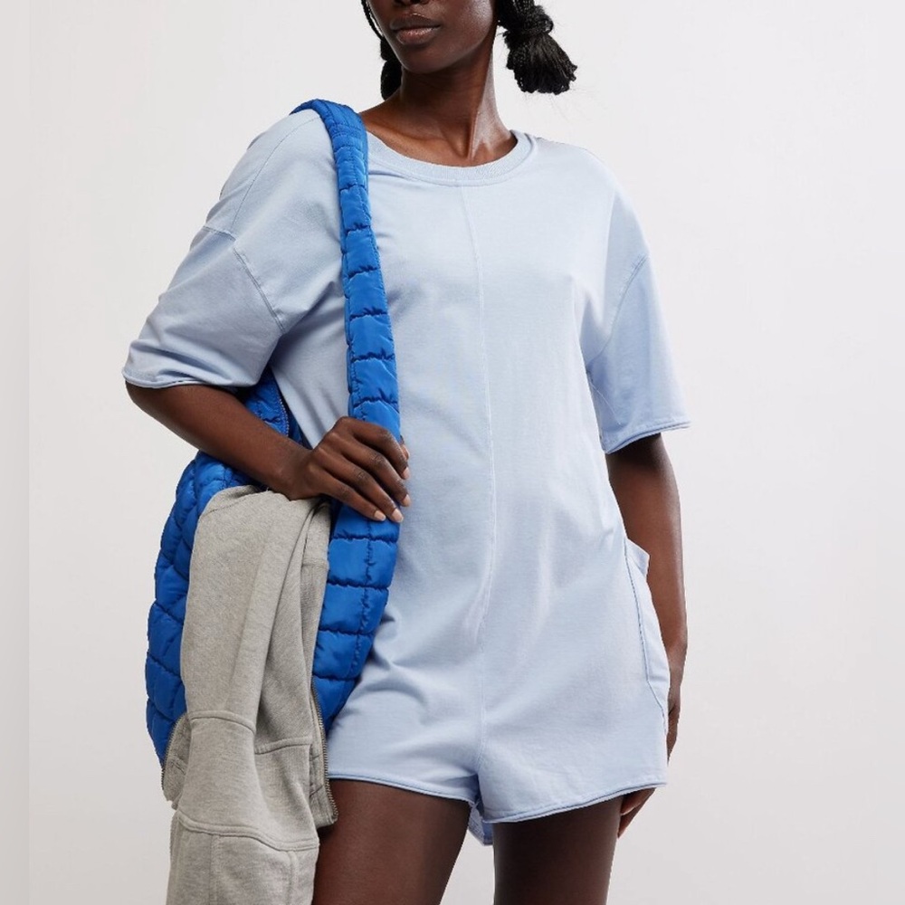 NWT Free People FP Movement Hot Shot Tee Romper - steel blue - Small, large, XL - Picture 2 of 10